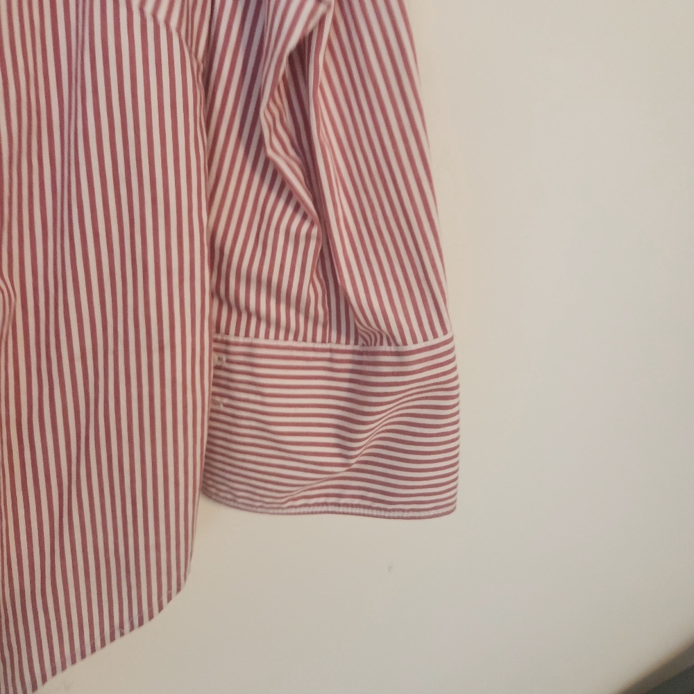 J Crew stretch red and white striped button down blouse - Picture 3 of 4
